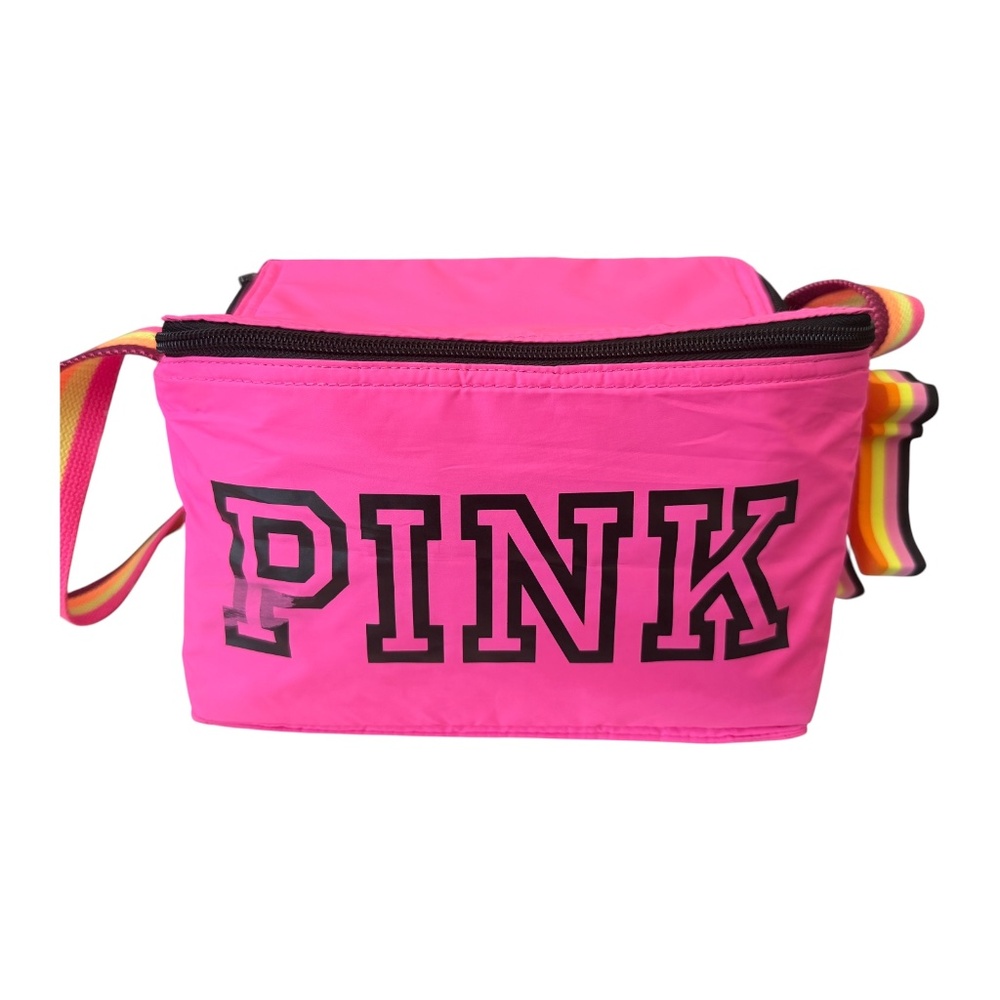 Victoria's Secret PINK Pink & Black w/ Rainbow Strap Soft Lunchbox Cooler READ